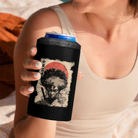African American Female Samurai Warrior 4 in 1 Can Cooler Tumbler Japanese Art Black Onna Bugeisha