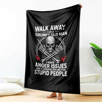 Walk Away I Am A Grumpy Old Man I Have Anger Issues Throw Blanket Funny Senior Citizen