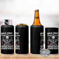 Walk Away I Am A Grumpy Old Man I Have Anger Issues 4 in 1 Can Cooler Tumbler Funny Senior Citizen