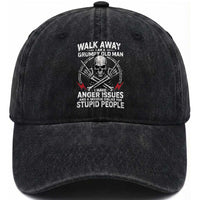 Walk Away I Am A Grumpy Old Man I Have Anger Issues Washed Cotton Baseball Cap Funny Senior Citizen