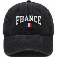 France Sports Throwback Design Vintage French Flag Washed Cotton Baseball Cap