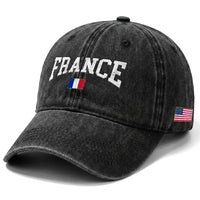 France Sports Throwback Design Vintage French Flag Washed Cotton Baseball Cap