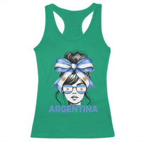 Messy Bun Argentina Pride Argentinian Girl Racerback Tank Top