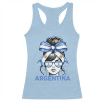 Messy Bun Argentina Pride Argentinian Girl Racerback Tank Top