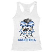 Messy Bun Argentina Pride Argentinian Girl Racerback Tank Top