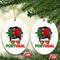 Portugal Messy Bun Girl Pride Portuguese Roots Ceramic Ornament