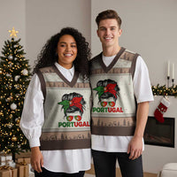 Portugal Messy Bun Girl Pride Portuguese Roots V-Neck Knit Sweater Vest