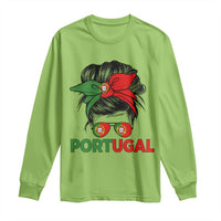 Portugal Messy Bun Girl Pride Portuguese Roots Long Sleeve Shirt