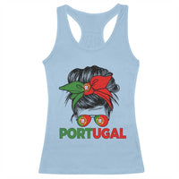 Portugal Messy Bun Girl Pride Portuguese Roots Racerback Tank Top