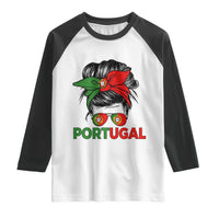 Portugal Messy Bun Girl Pride Portuguese Roots Raglan Shirt