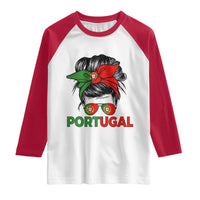 Portugal Messy Bun Girl Pride Portuguese Roots Raglan Shirt