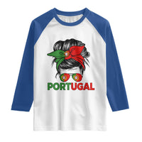 Portugal Messy Bun Girl Pride Portuguese Roots Raglan Shirt