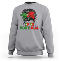 Portugal Messy Bun Girl Pride Portuguese Roots Sweatshirt