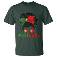 Portugal Messy Bun Girl Pride Portuguese Roots T Shirt