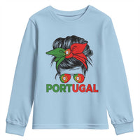 Portugal Messy Bun Girl Pride Portuguese Roots Youth Sweatshirt
