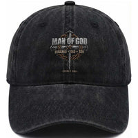 Man Of God Husband Dad Son Charlie Kirk Washed Cotton Baseball Cap Vintage Christian Cross