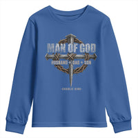Man Of God Husband Dad Son Charlie Kirk Youth Sweatshirt Vintage Christian Cross