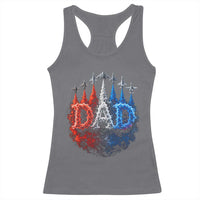 Patriotic Dad Jet Fighter American Flag 4th of July Racerback Tank Top
