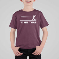 Funny Baseball T Shirt For Kid I'd Hit That Sport Player - Wonder Print Shop