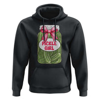 Funny Pickle Girl Hoodie Canned Dill Cucumber Pink Bow Coquette - Wonder Print Shop