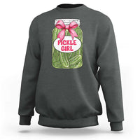 Funny Pickle Girl Sweatshirt Canned Dill Cucumber Pink Bow Coquette - Wonder Print Shop