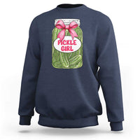 Funny Pickle Girl Sweatshirt Canned Dill Cucumber Pink Bow Coquette - Wonder Print Shop