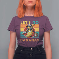 Funny Baseball T Shirt For Women Let's Go Bananas Bat Ball Sport - Wonder Print Shop