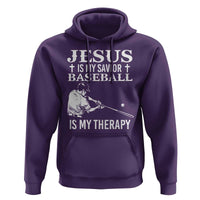 Jesus Is My Savior Baseball Is My Therapy Hoodie Funny Christian Sports Lover Player - Wonder Print Shop