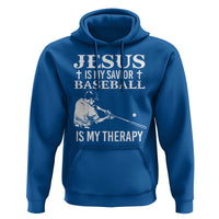 Jesus Is My Savior Baseball Is My Therapy Hoodie Funny Christian Sports Lover Player - Wonder Print Shop