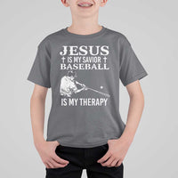 Jesus Is My Savior Baseball Is My Therapy T Shirt For Kid Funny Christian Sports Lover Player - Wonder Print Shop