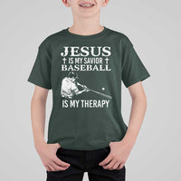 Jesus Is My Savior Baseball Is My Therapy T Shirt For Kid Funny Christian Sports Lover Player - Wonder Print Shop