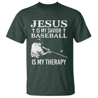 Jesus Is My Savior Baseball Is My Therapy T Shirt Funny Christian Sports Lover Player - Wonder Print Shop
