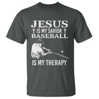 Jesus Is My Savior Baseball Is My Therapy T Shirt Funny Christian Sports Lover Player - Wonder Print Shop