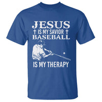 Jesus Is My Savior Baseball Is My Therapy T Shirt Funny Christian Sports Lover Player - Wonder Print Shop