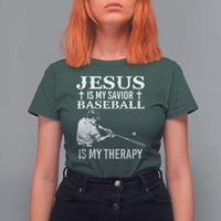 Jesus Is My Savior Baseball Is My Therapy T Shirt For Women Funny Christian Sports Lover Player - Wonder Print Shop