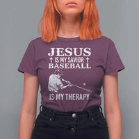Jesus Is My Savior Baseball Is My Therapy T Shirt For Women Funny Christian Sports Lover Player - Wonder Print Shop