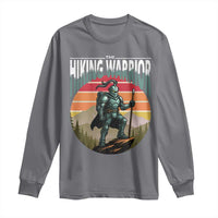 Funny Mountain Hikers Long Sleeve Shirt The Hiking Warrior Retro Forest Sunset - Wonder Print Shop