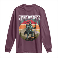 Funny Mountain Hikers Long Sleeve Shirt The Hiking Warrior Retro Forest Sunset - Wonder Print Shop