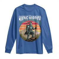 Funny Mountain Hikers Long Sleeve Shirt The Hiking Warrior Retro Forest Sunset - Wonder Print Shop