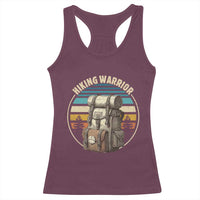 Funny Hiking Warrior Retro Backpack Nature Adventure Racerback Tank Top - Wonder Print Shop