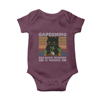 Funny Gardening Because Murder Is Wrong Baby Onesie Retro Black Cat Plant Lover - Wonder Print Shop
