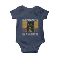 Funny Gardening Because Murder Is Wrong Baby Onesie Retro Black Cat Plant Lover - Wonder Print Shop