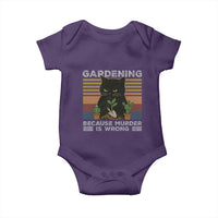 Funny Gardening Because Murder Is Wrong Baby Onesie Retro Black Cat Plant Lover - Wonder Print Shop