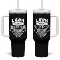 Funny The Lawn Enforcement Officer Tumbler With Handle Gardening Lawn Mower Father's Day - Wonder Print Shop