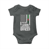 Funny Lawn Enforcement Officer Baby Onesie Gardening Lawn Mower American Flag - Wonder Print Shop