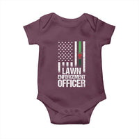 Funny Lawn Enforcement Officer Baby Onesie Gardening Lawn Mower American Flag - Wonder Print Shop