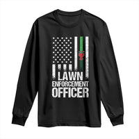 Funny Lawn Enforcement Officer Long Sleeve Shirt Gardening Lawn Mower American Flag - Wonder Print Shop