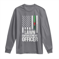 Funny Lawn Enforcement Officer Long Sleeve Shirt Gardening Lawn Mower American Flag - Wonder Print Shop
