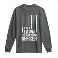 Funny Lawn Enforcement Officer Long Sleeve Shirt Gardening Lawn Mower American Flag - Wonder Print Shop