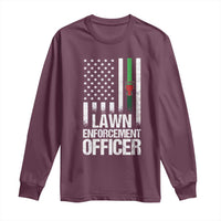 Funny Lawn Enforcement Officer Long Sleeve Shirt Gardening Lawn Mower American Flag - Wonder Print Shop